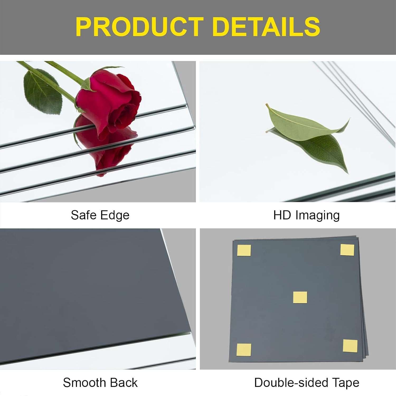 Fliptic Full Length Wall Mirror Tiles - 10" x 10" x 4Pcs Frameless Full Body Mirror Tiles Wall Mounted Mirror for Home Gym Vanity Bedroom, Living Room 5