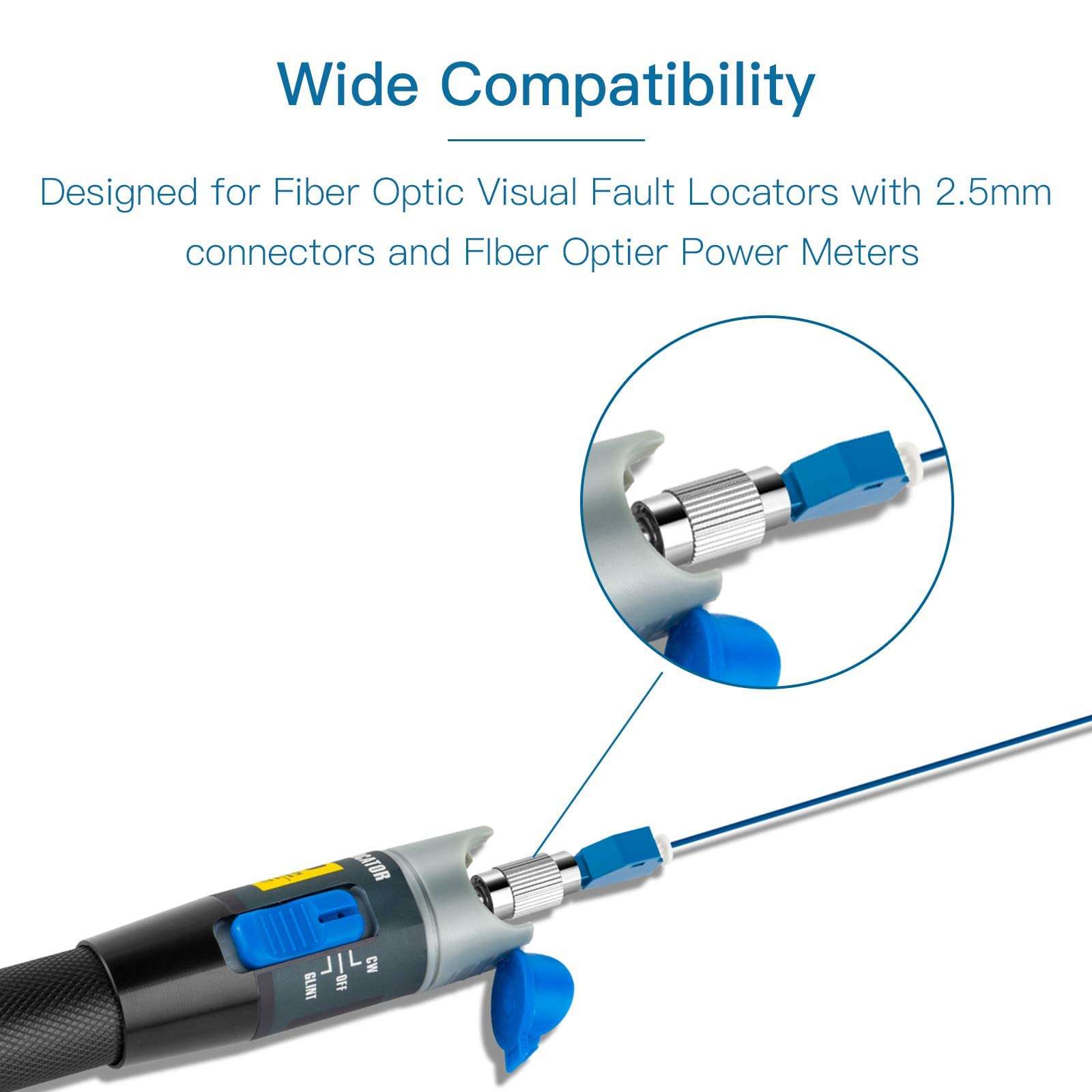 Visual Fault Locator Fiber Adapter, Fiber Optic Connector, 1pcs Single Mode 9/125um FC Male to LC Female Hybrid Optical Fiber Convertor Adapter Compatible with Optical Power Meter Visual Fault Locator 5