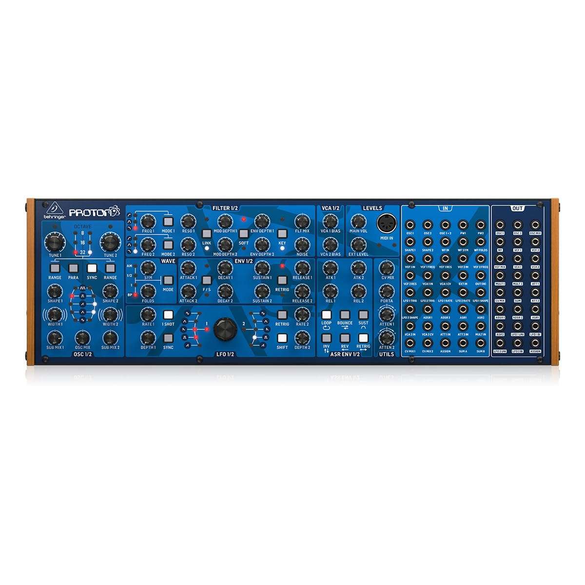 Behringer PROTON Analog Paraphonic Semi-Modular Synthesizer with 2 VCOs, 2 Multi-Mode VCFs and 2 VCAs, 4 Envelopes and Wave Folder in Eurorack Format 3