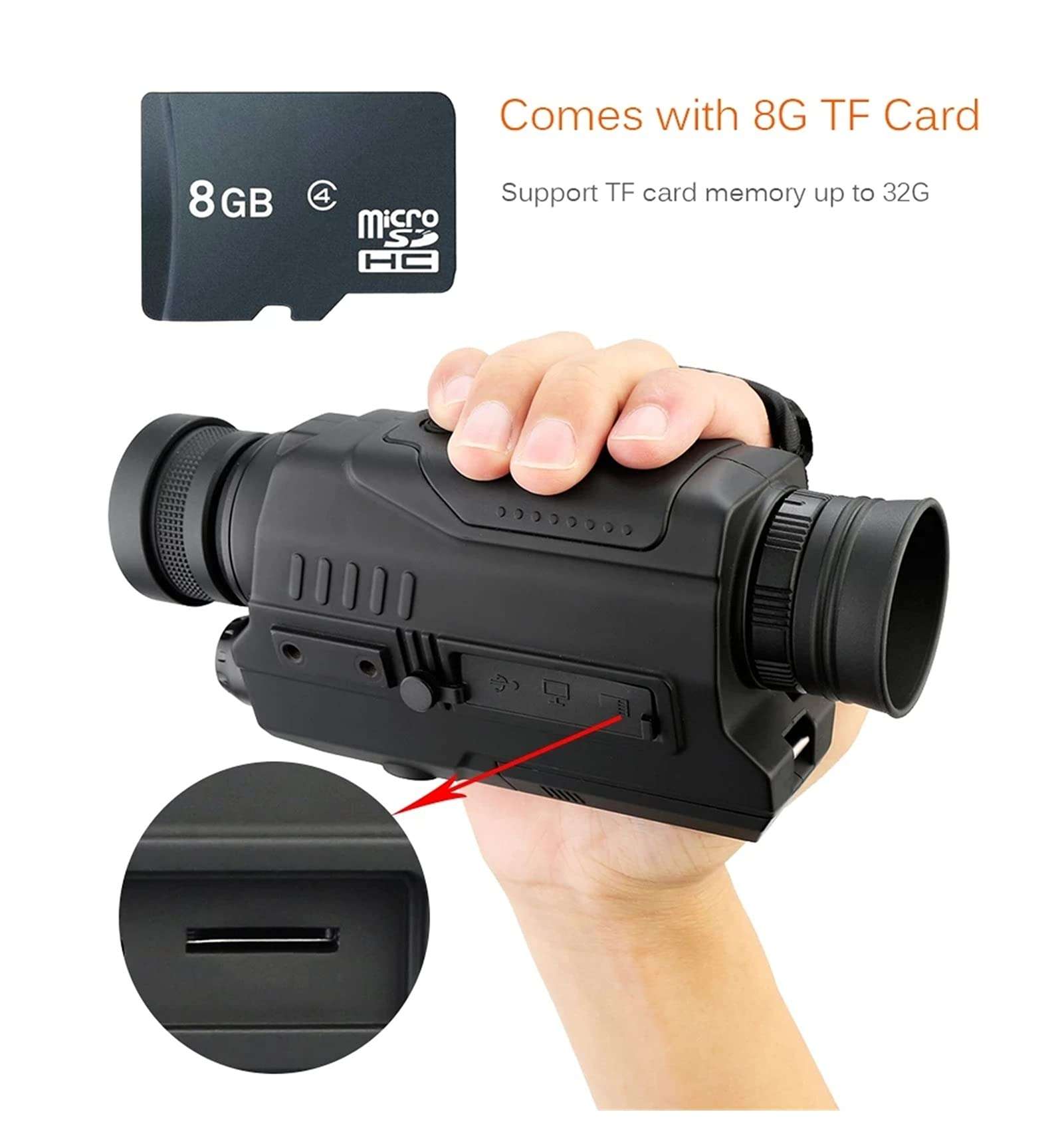 Monocular Night Vision 5X32 Optic Scope Infrared Digital Night Vision HD Telescope Scope with Take Photo/Video Recording/Playback/Function for Outdoor/Surveillance/Security/Hunting/Hiking - Free 8G Me 5