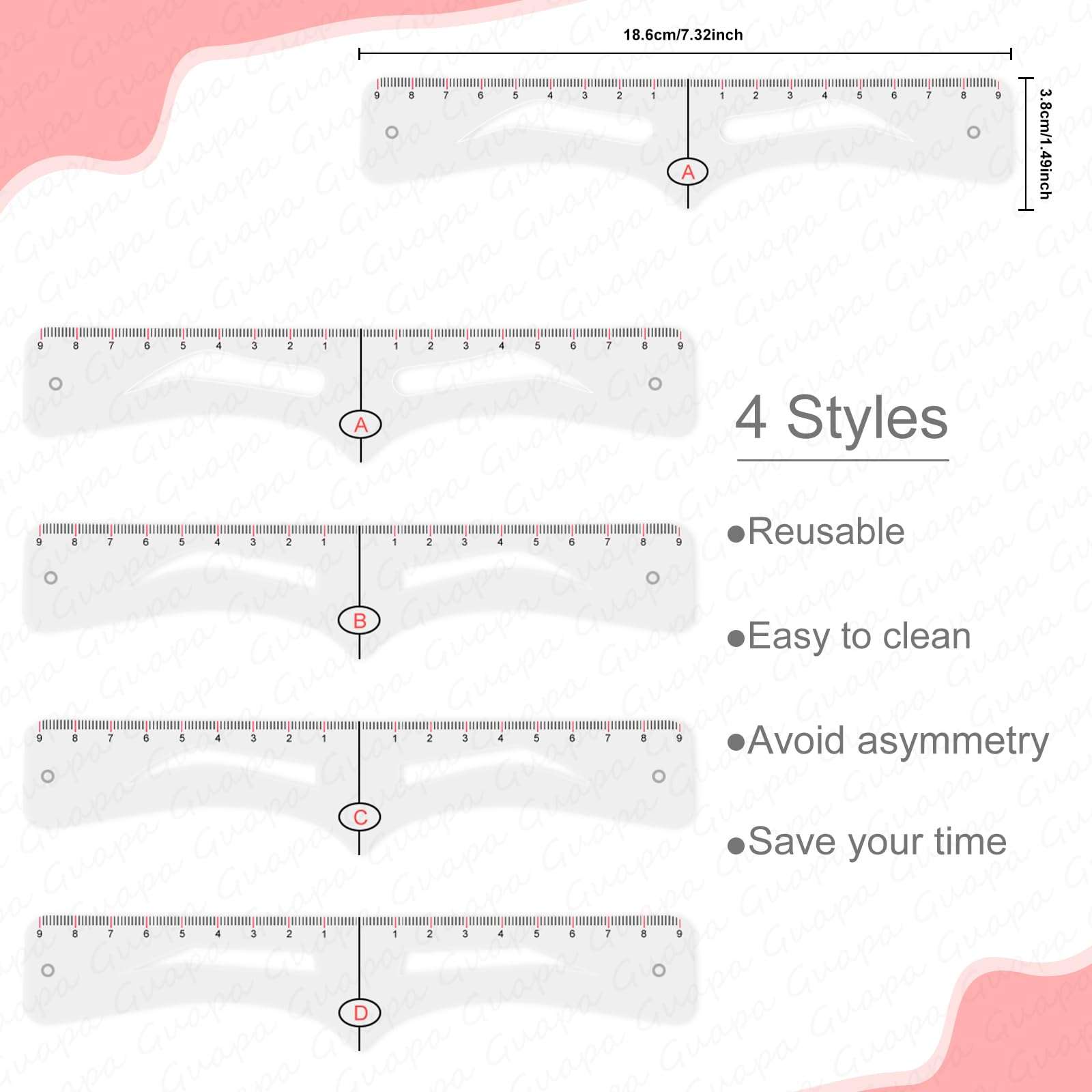 Guapa Eyebrow Shaper Ruler Kit for Beginners – Precision Brow Shaping Tool for Perfectly Aligned Eyebrows – Easy-to-Use DIY Grooming Kit (Eyebrow Template) 5