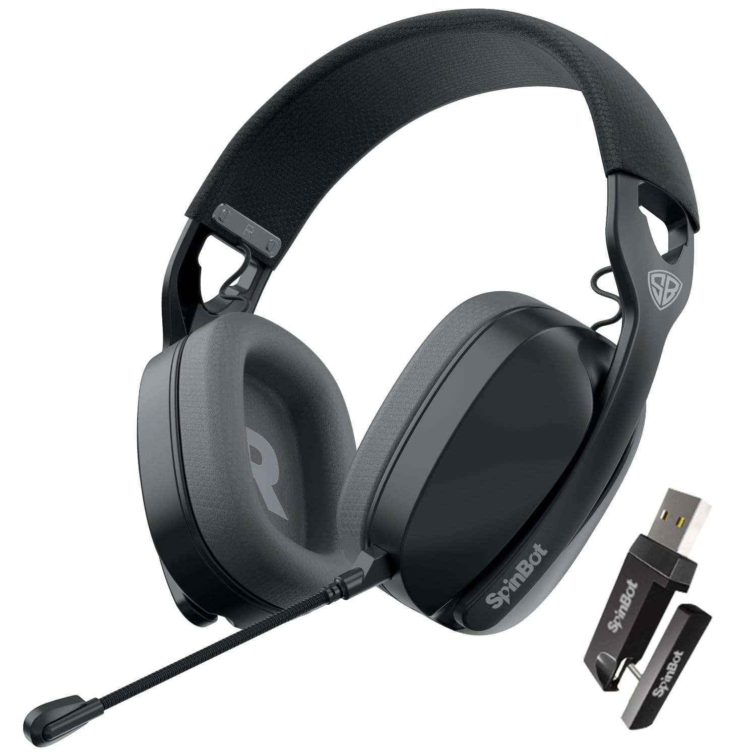SpinBot Ranger HX500 Over-Ear Tri-Mode Wireless Gaming Headphones | Dual 2.4GHz + Bluetooth + Wired | 28ms Ultra-Low Latency | Detachable Boom Mic | 25Hrs Play Time (Black) 1