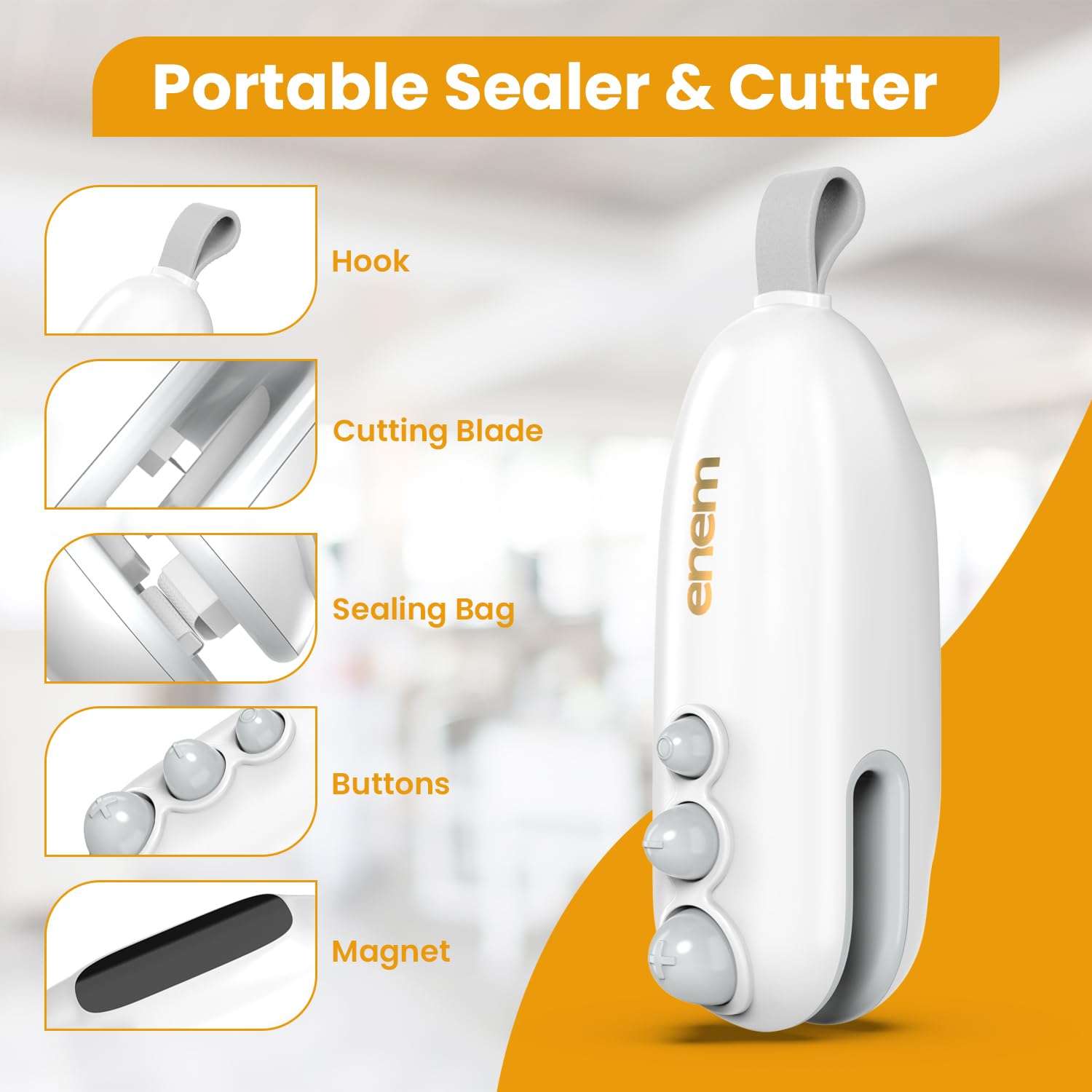 Enem Mini Sealing Machine for Food Packets, Full Customer Support from Enem, Portable Mini Sealing Machine, Packet Sealer Machine, for Food, Snacks, Chips, Fresh Storage 4