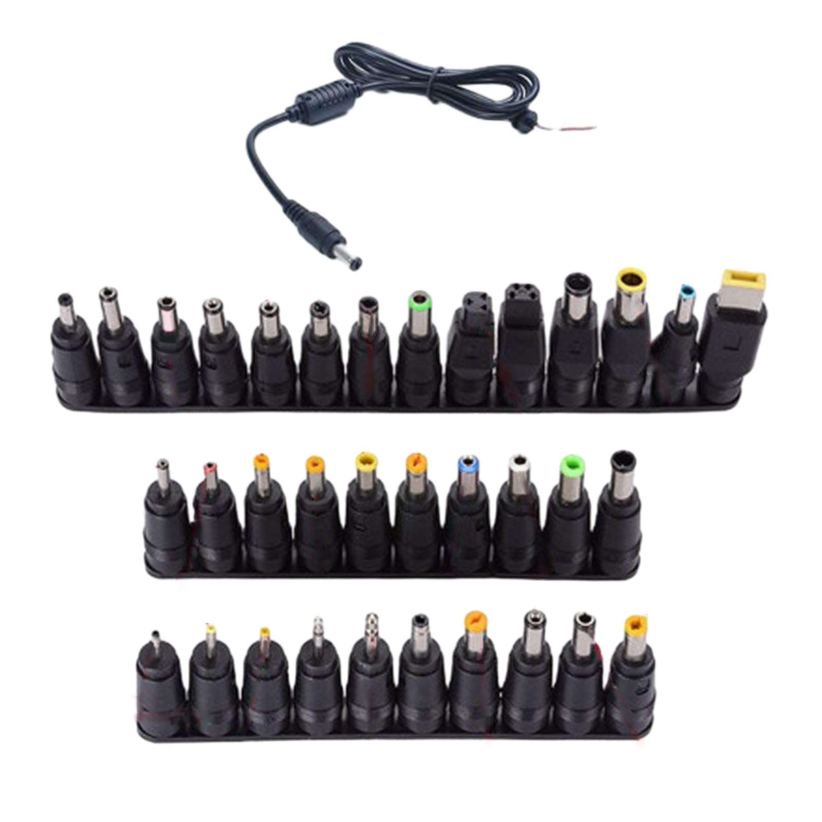 34Pieces Power Adapter DC5.5x2.1mm Barrels Plugs Adapters USB Cable for Laptops Power Charging 5
