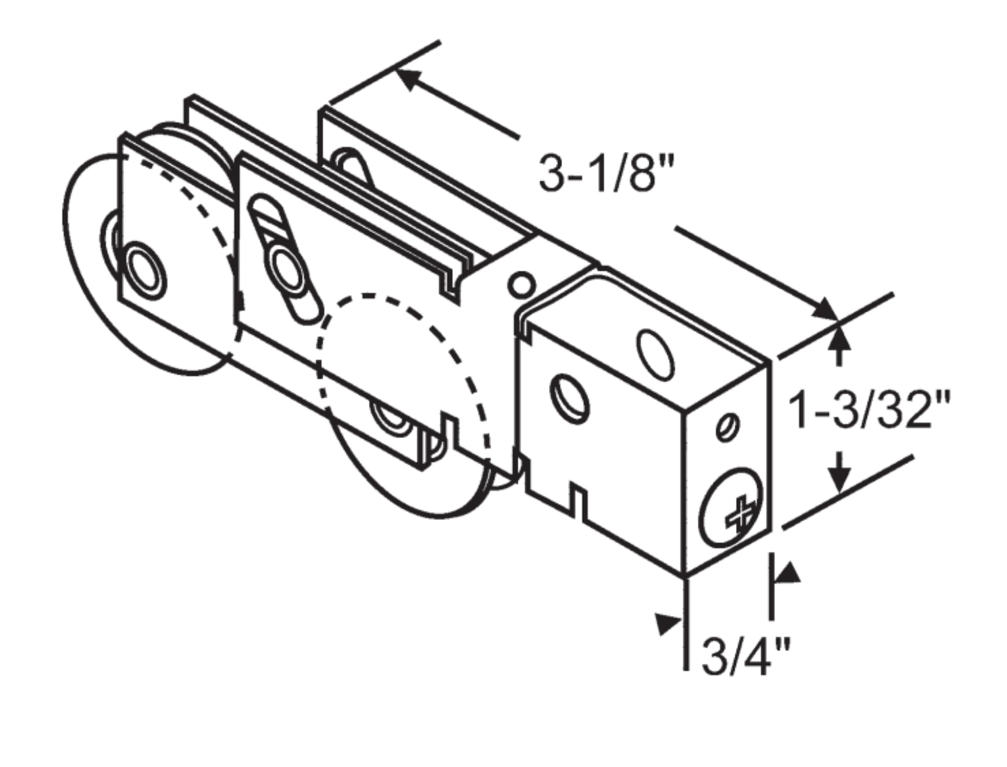 1-1/2 Inch Acorn Tandem Sliding Glass Door Assembly Roller Replacement with Precision Bearing Steel Wheels - Fix and Repair Sliding Door Hardware 3