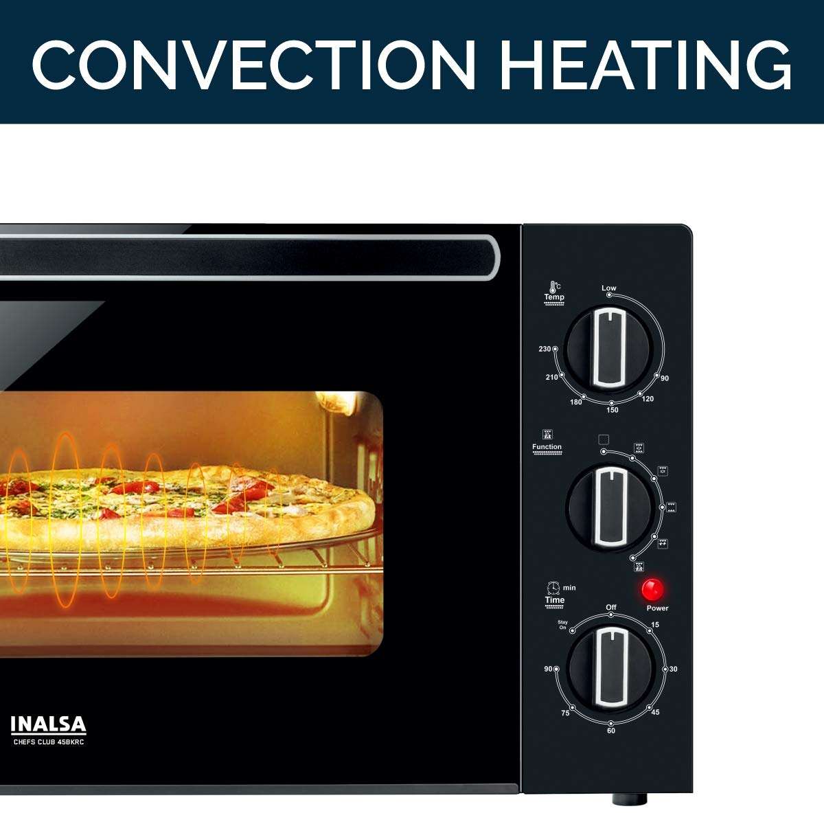 INALSA Premium OTG Oven With Double Glass Door |Capacity 45 Liters |1500W |Rotisserie & Convention Function| Temperature & Timer Selection, 5 Cooking Modes, (Chefs Club 45BKRC) 3