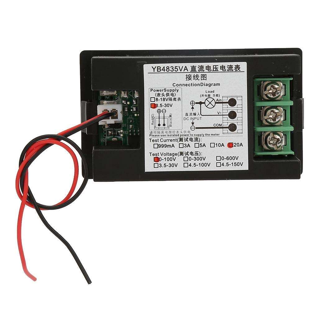 Meter, Voltmeter YB4835VA DC0~100V 20A Display Integrated Voltage Meter DC Meter Used to Monitor The Voltage of The Battery 4