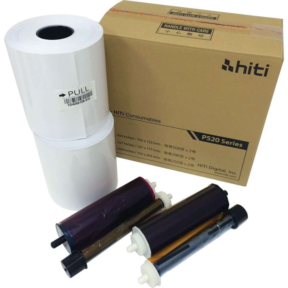 HiTi 5x7" Ribbon and Paper Case for P520 Series Photo Printer, 580 Images per Case, 2x 290 Sheet Rolls CPP $0.18 1