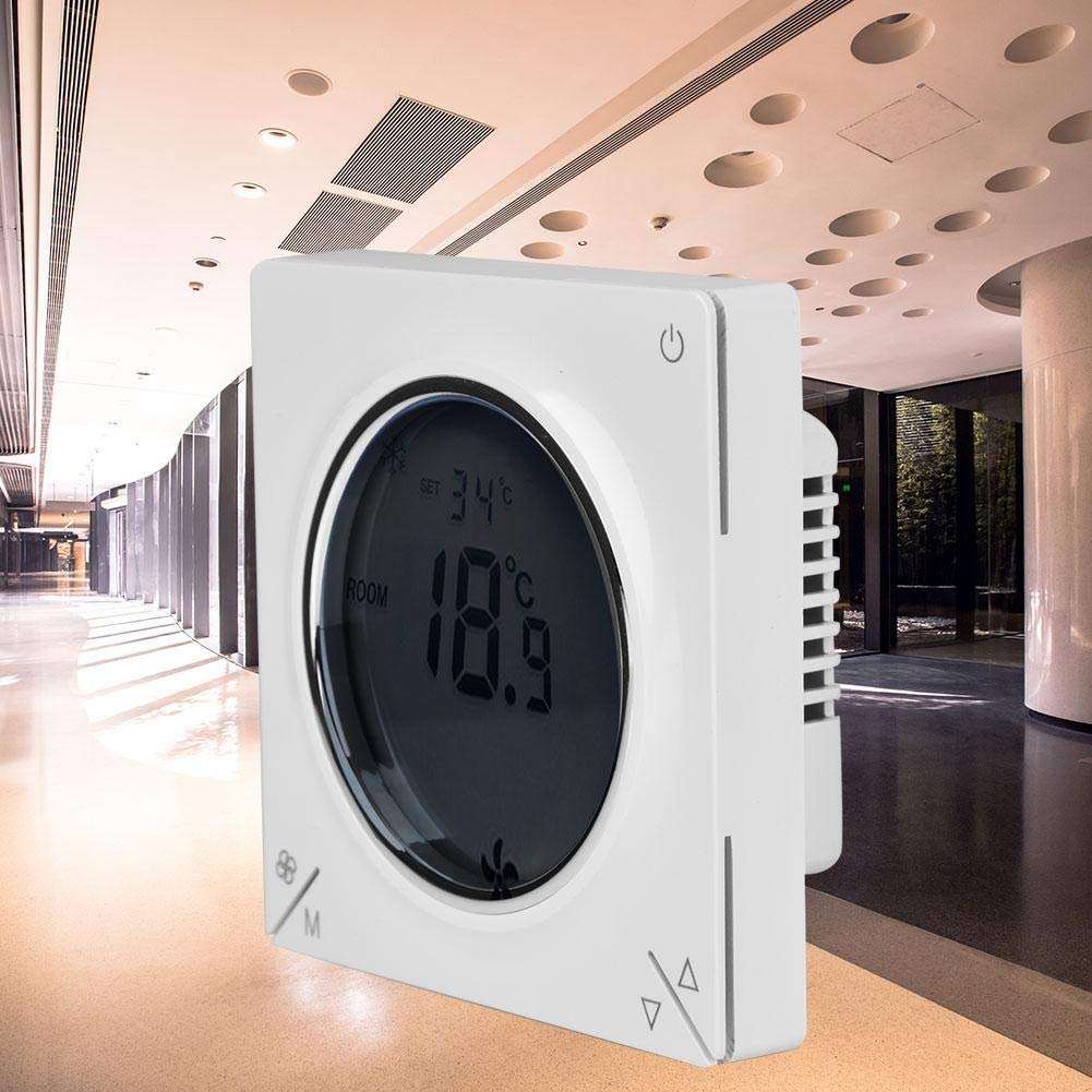 Air Conditioning Thermostats, Super Large LCD Screen Fan Coil Digital Display Thermostat Control Central Thermostat Cooling Heating Room Temperature Controller,Comfort and Energy Saving 3