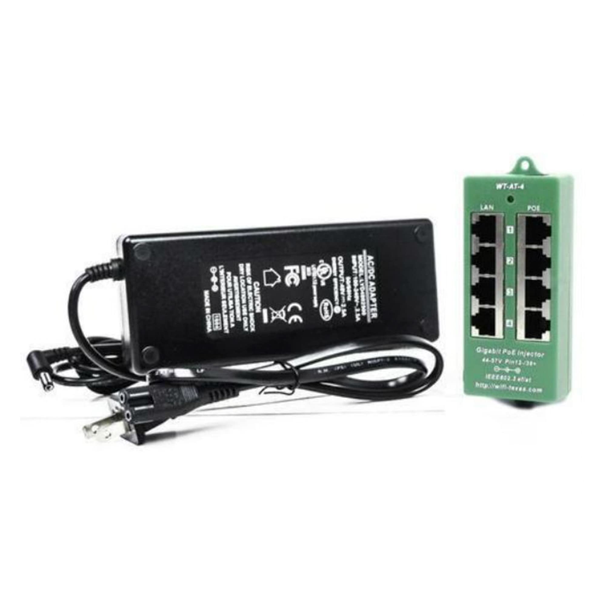 PoE Texas 4 Port PoE/PoE+ Injector with 56V 120W Power Supply - Gigabit Injector - Active Mode A Power Over Ethernet Multi Port PoE Adapter - Supports 4 PoE (802.3af or at) up to 120 watts 1