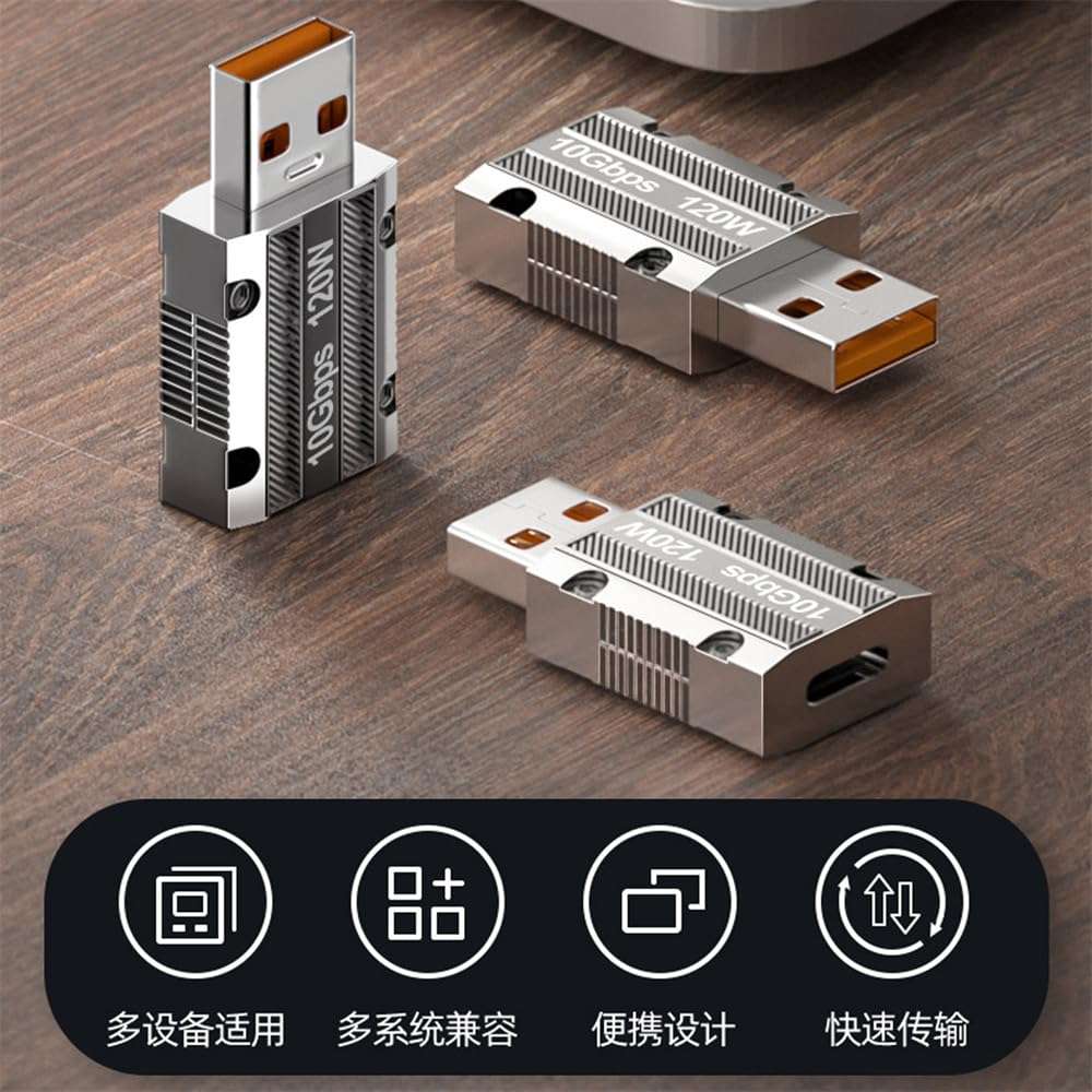 cablecc Female USB-C USB 3.1 Type C to 120W 10Gbps USB 3.0 A Male Data Power Adapter Alloy Shell for Laptop Tablet Mobile Phone 5