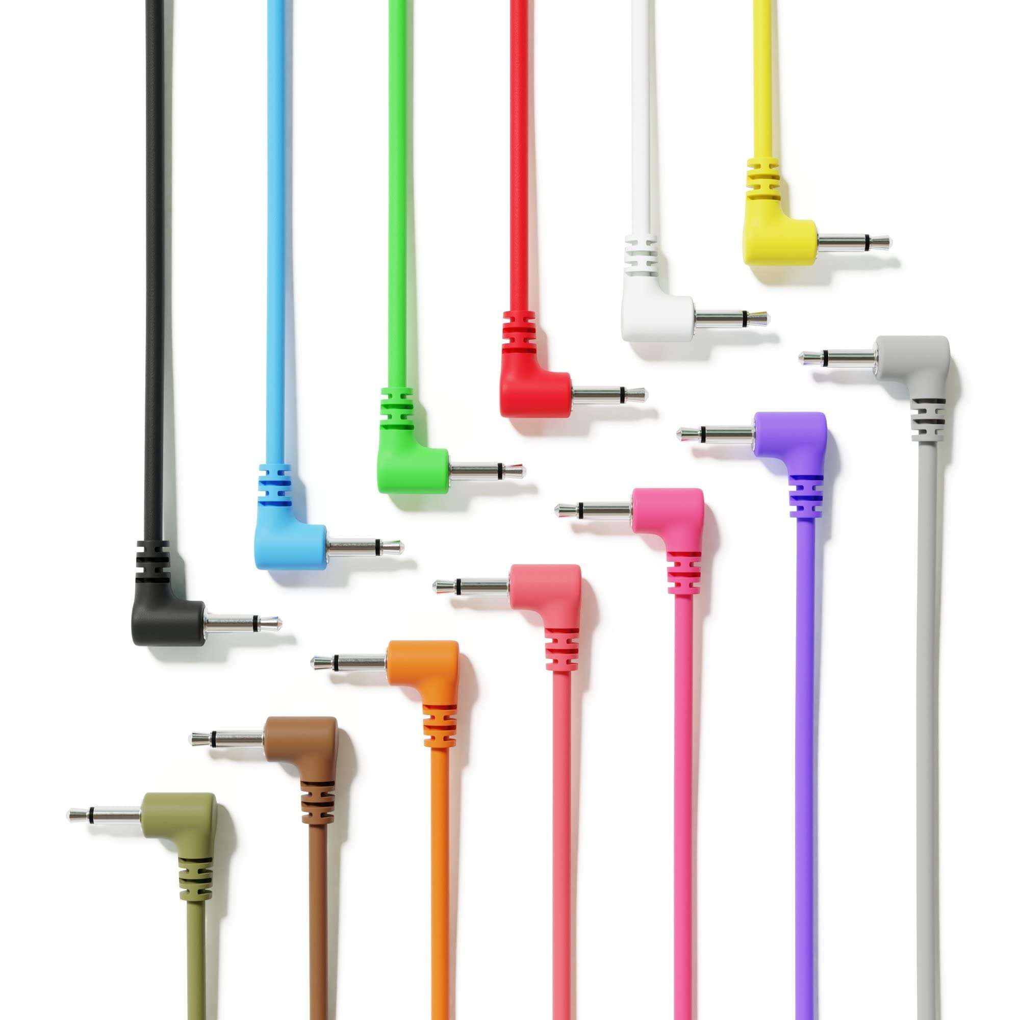 ExcelValley - Right Angle Mono Modular Patch Cables TS 3.5mm 1/8 inch Eurorack Synthesizer [13-Pack | 15 cm - 5.91"]