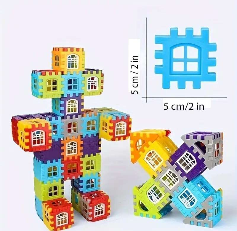 100 Pcs Happy House Building Blocks Learning/Educational Puzzle Toy for Kids 3