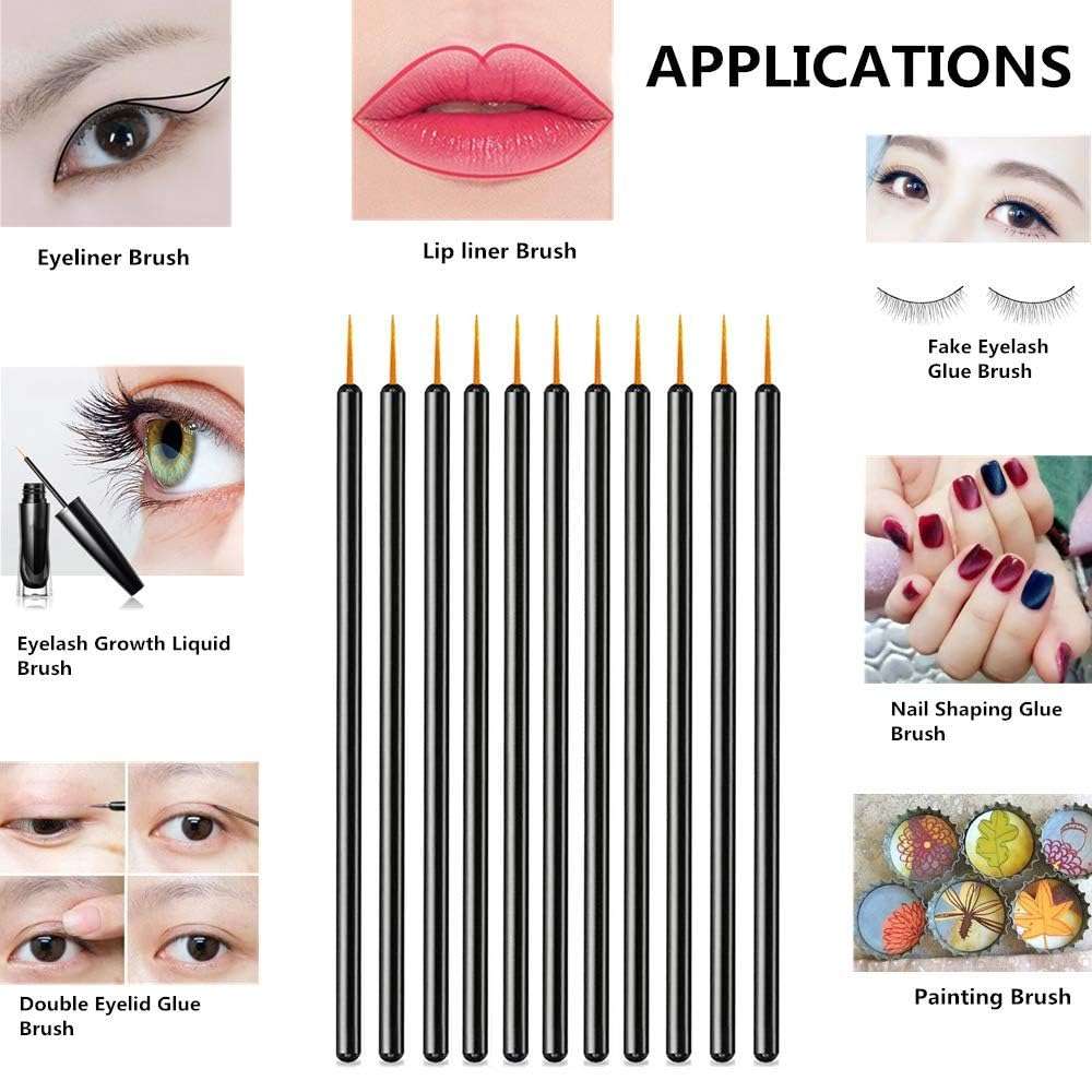 MYYNTI 50pcs Eyeliner Brushes With Covers,Eye Liner Wands for Makeup, Eyeliner Applicator Cosmetic Eye Wands Makeup Tool for Eye Line Eyelash Growing 6