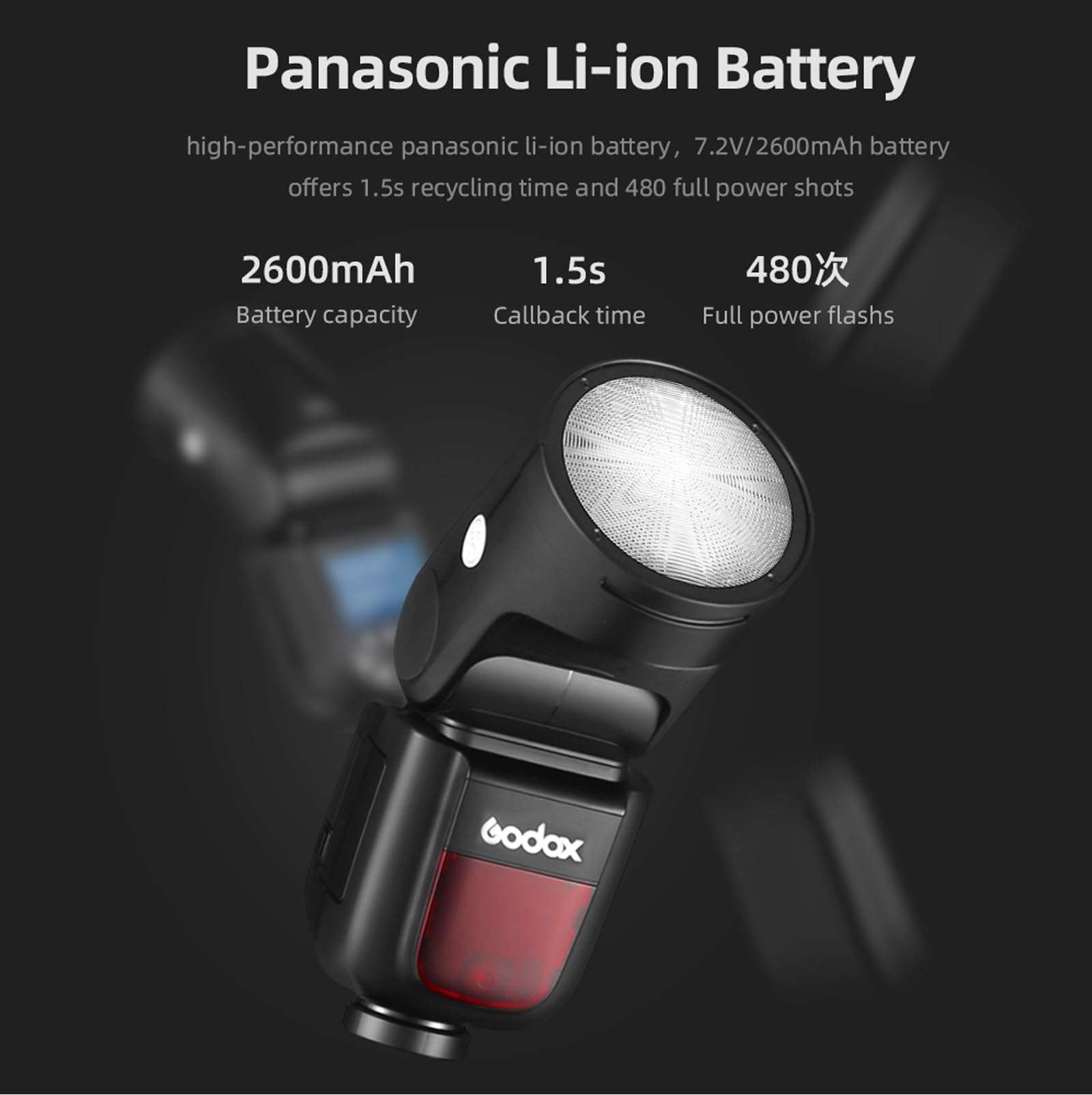 GODOX V1C V1 C Round Head Camera Flash Speedlite, 2.4G X Wireless HSS 76Ws Speedlight Flash for 6D 7D 50D 60D 500D 550D 600D 6