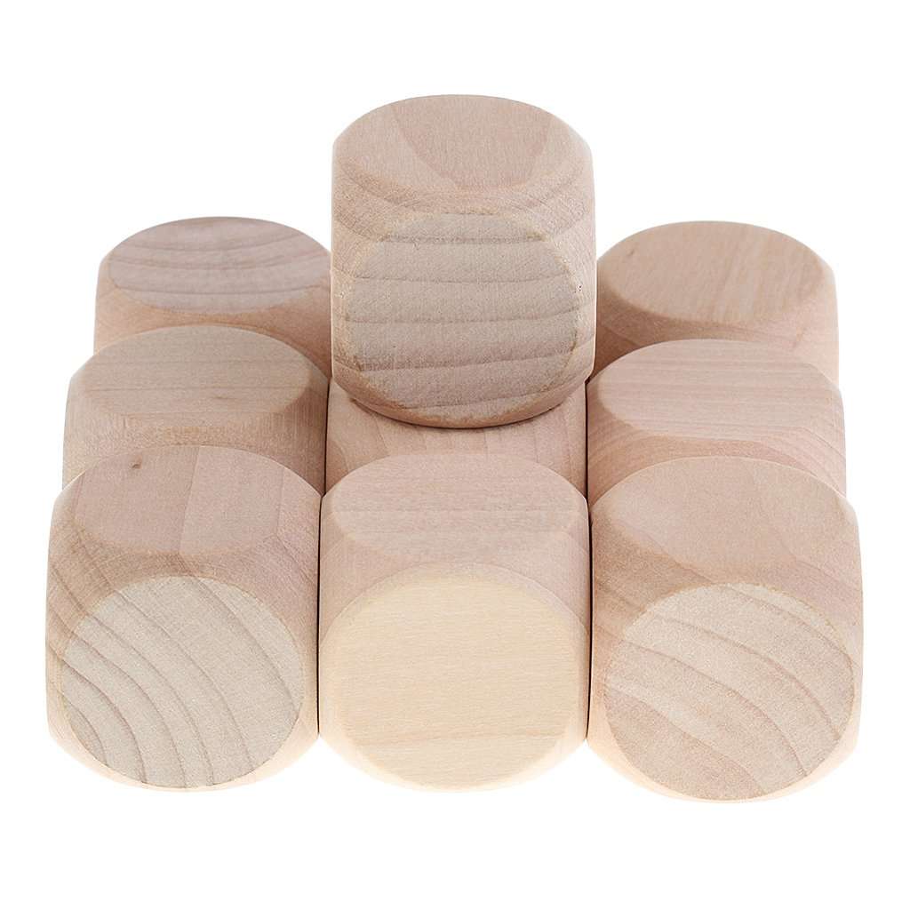 CALANDIS 10PCS Naural Wood Blank Dice D6 30mm Game Dice for Kids DIY Decorating Games 3
