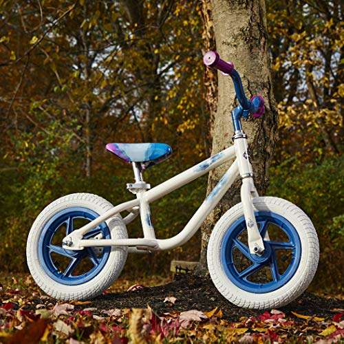 Huffy Frozen 2 Balance Bike for Toddler & Kids, Elsa Graphics, Purple, White, 12 inch 2