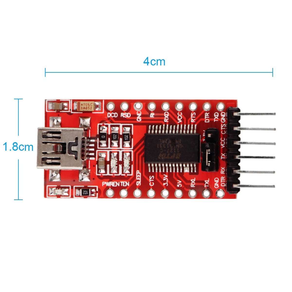 IZOKEE Mini USB to TTL Serial Converter Adapter Module 3.3V 5V FT232RL FTDI for Arduino Pro Mini (2pcs) 6
