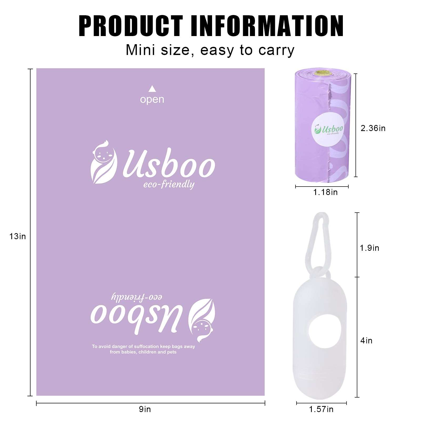 USBOO Disposable Diaper Bags for Baby | 8 Refill Rolls (120 Pack) | Lavender Scented | Baby Poop Bags with Dispenser | Essential for Travel and Quick Change on The Go 5