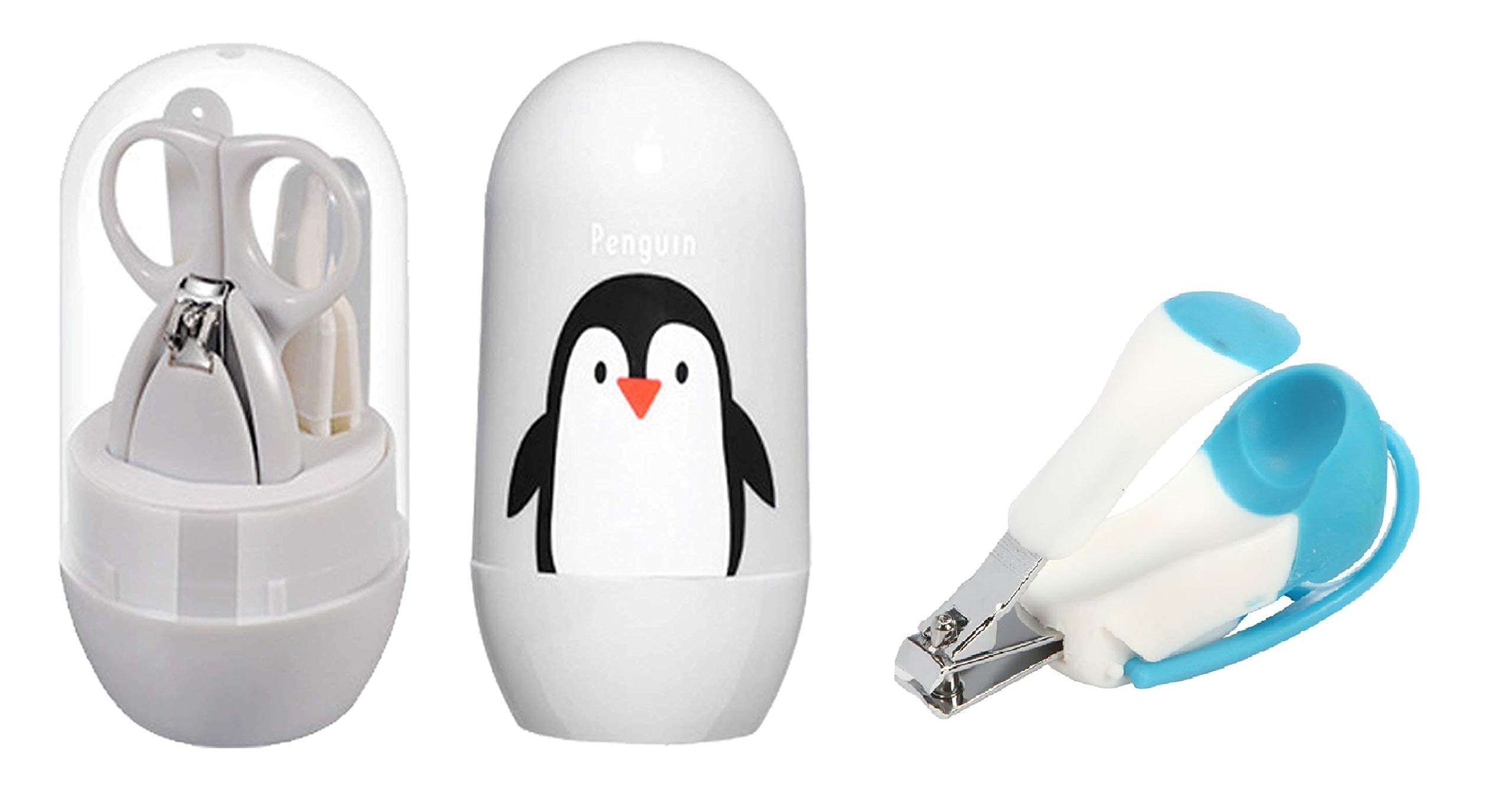 CHOTE USTAD 4-in-1 Baby Grooming Kit 1 Scissors, 1 Clipper, 1 File and 1 Tweezer and with 1 Extra Baby Nail Cutter Manicure Pedicure for Kids, BPA-free (White, Set of 5 Pcs)