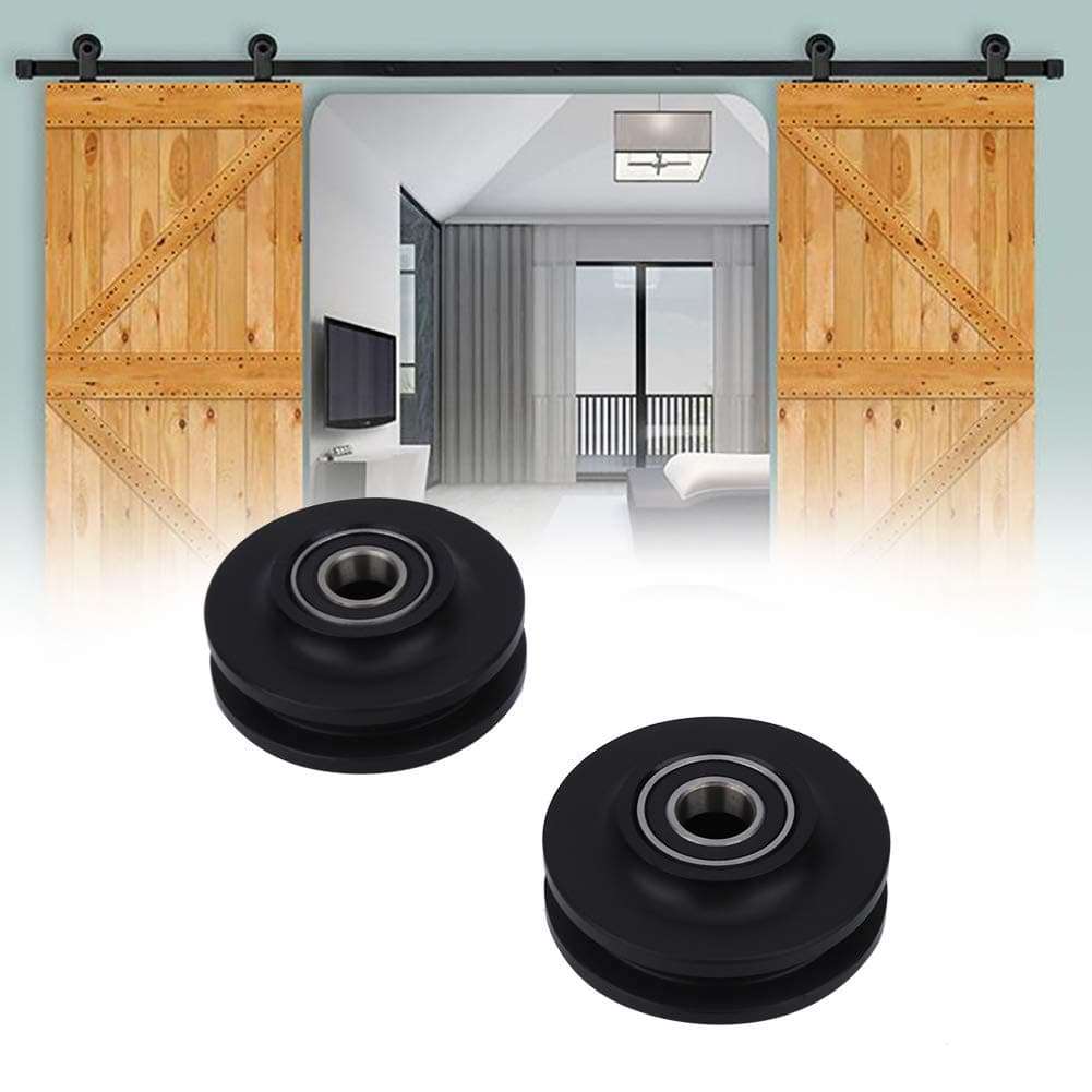 Gsycle 2PCS Sliding Barn Door Wheel, Barn Door Sliding Roller Wheel Heavy Duty Cabinet Window Pulley Roller Sliding Gate Roller for DIY Barn Door 6