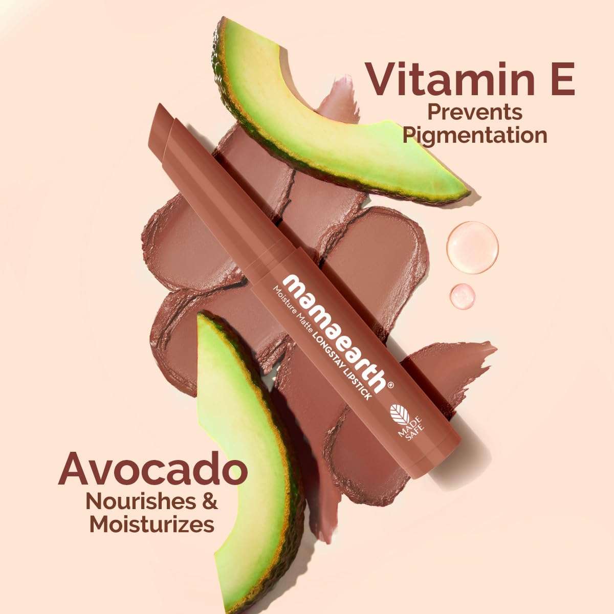 Mamaearth Moisture Matte Longstay Mini Lipstick with Avocado Oil & Vitamin E for 12 Hour Long Stay-04 Cinnamon Nude - 0.7 g 5