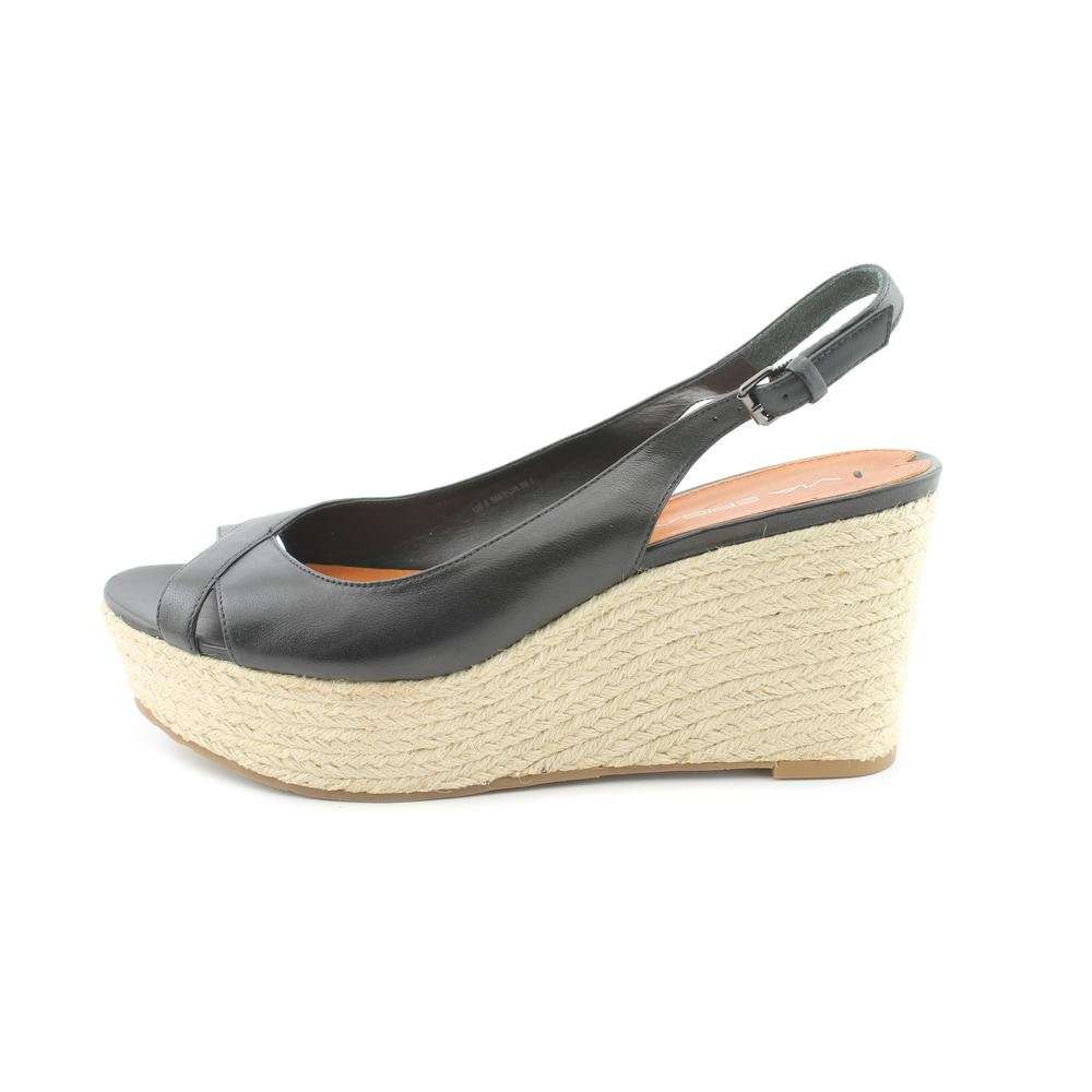Via Spiga Luciana Womens Size 8 Black Leather Wedge Sandals Shoes 2