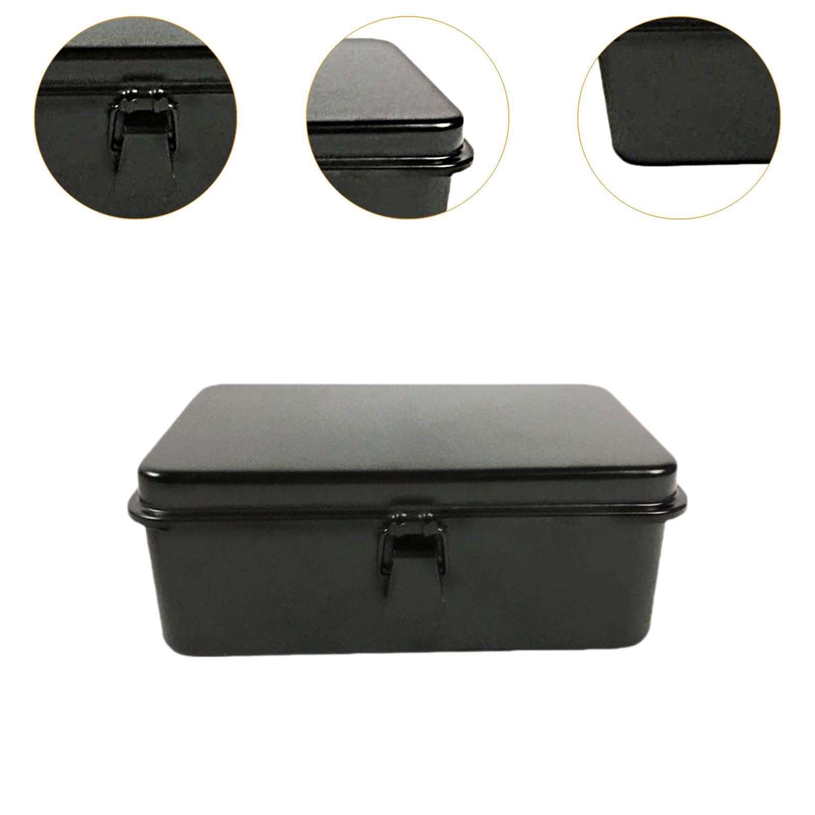 YWJLQH Iron Storage Box Tool Box Seals and Notes Organizer Storage Container for Handbook, Black 4