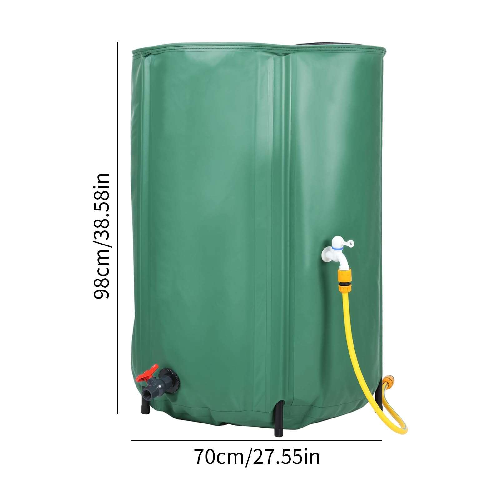 100 Gallon Collapsible Rain Barrel, Foldable Water Storage Tank with Leak-Proof, Dual Spigots, Mesh Top, Water Catcher Container for Gardens Lawns, Rain Barrel Water Collection System 100 Gallon 3