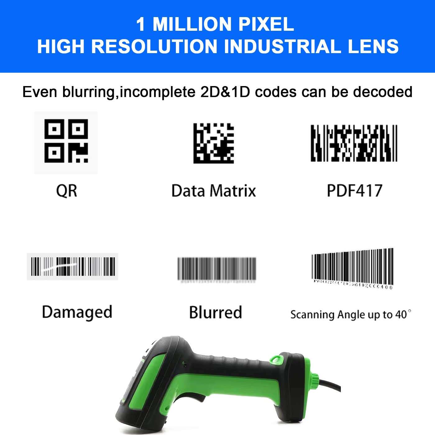 LENVII HD9005-U Handheld Wired 2D Barcode Scanner with USB Connection, Supporting Continuous and Batch Code Reading, Strong Algorithm Robustness, and Effective Response to Various situations 4