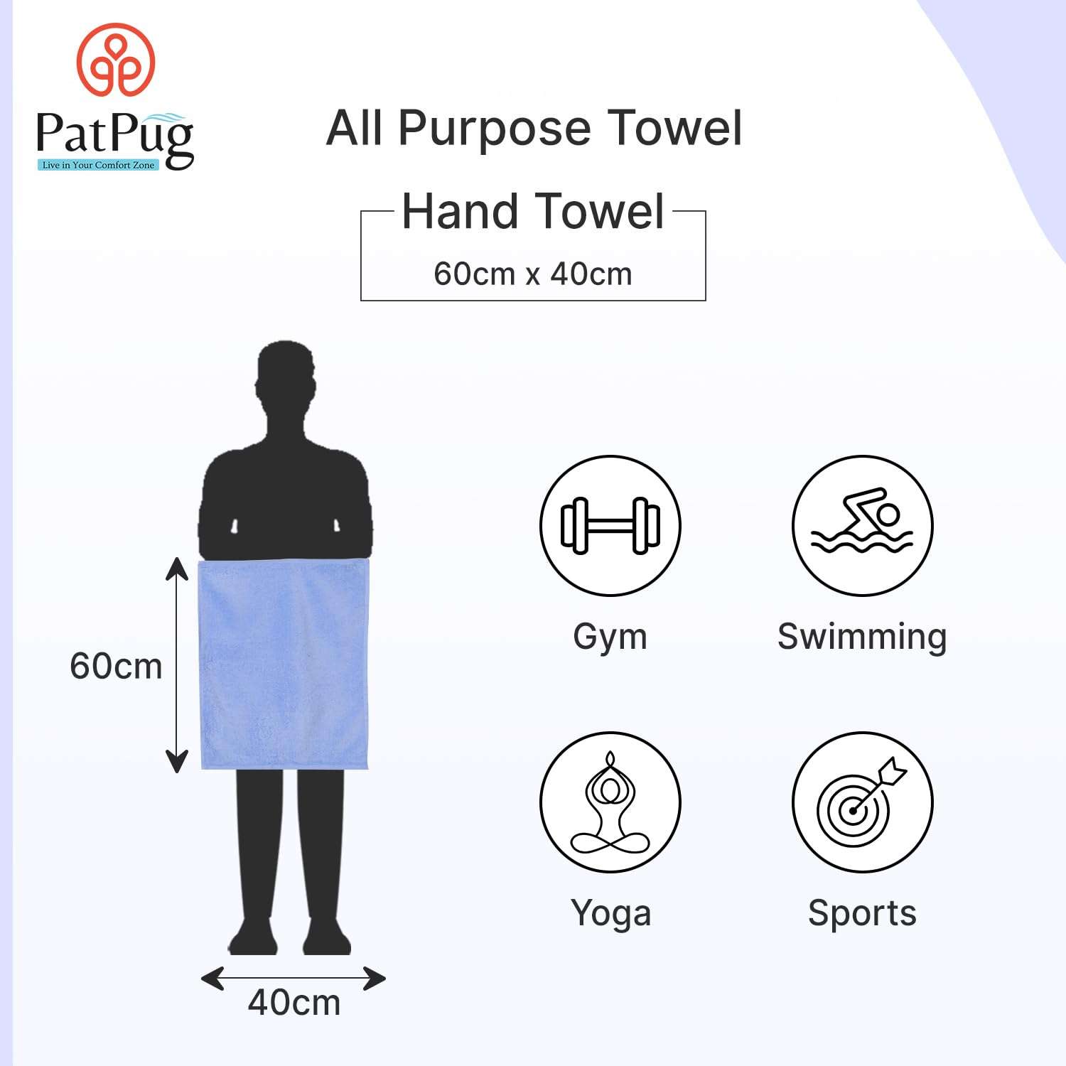 PatPug Ultrasoft Microfiber, 2 Piece Hand Towel Set, Comfortable, Fade Resistant, Highly Absorbent, Quick Drying (Royal Blue) 5