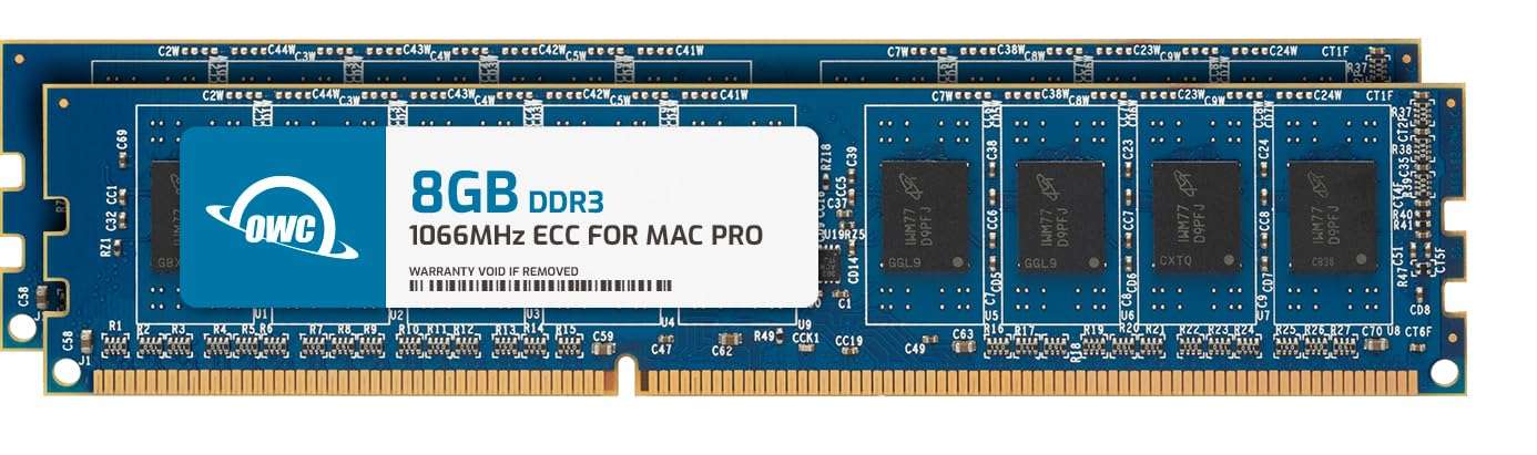 OWC 16GB (2x8GB) DDR3 ECC Unbuffered CL7 PC3-8500 1066MHz SDRAM Memory Ram Upgrade Module Compatible with 2009-2010 Mac Pro Nehalem, Xserve 2009 (OWC85MP3W8M16K) 1