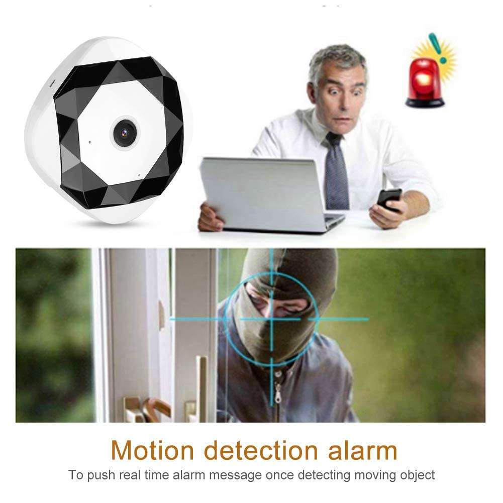 Panoramic camera, WiFi camera, 360 ° HD motion detection patio for the home office(European standard 100-240V) 5