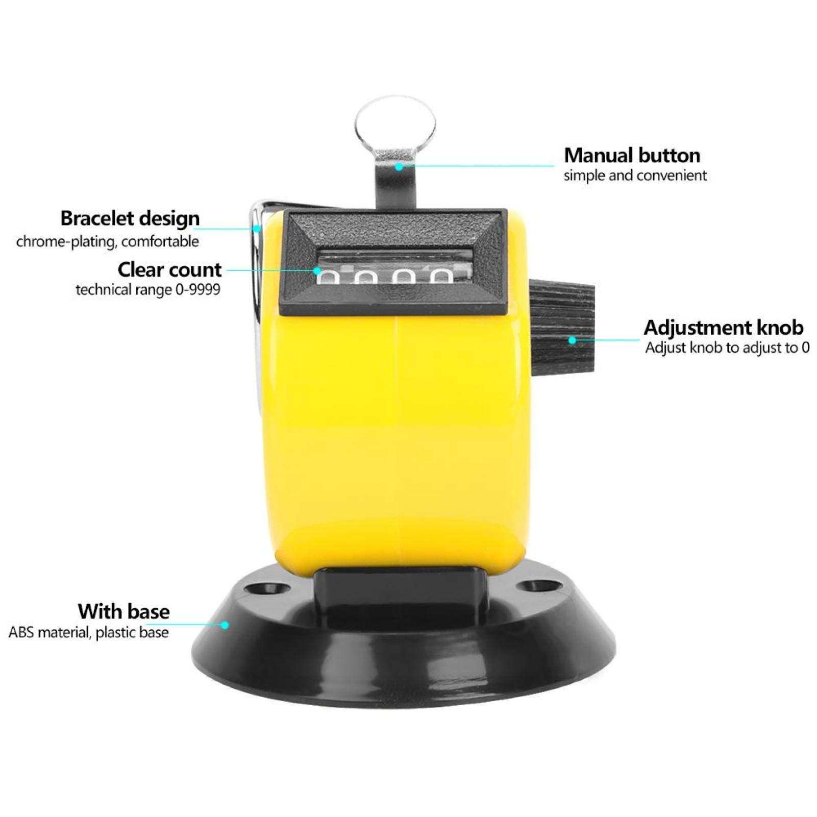 Jeanoko Handheld Tally Reminder Counter 4 Digit Tally Counters Mechanical ABS for Sports Field Golf(Yellow) 4