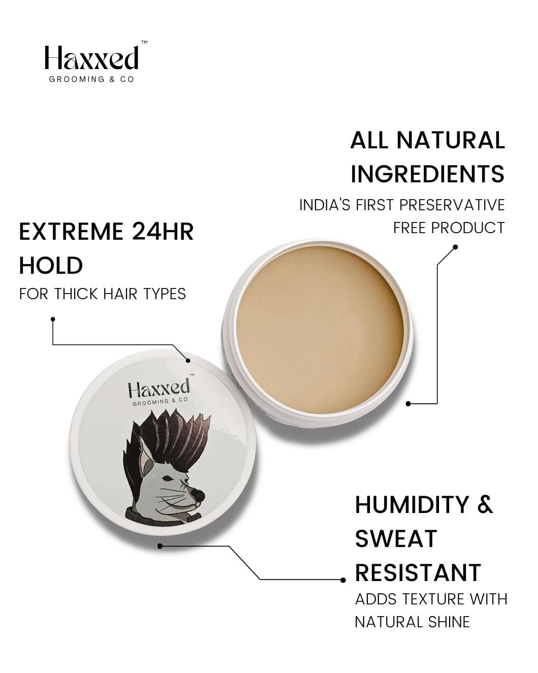Haxxed Extreme hold Clay Pomade | Made with all natural ingredients | Oil based clay | 36hrs hold | Preservative free | All day long hold (100gms)… 3