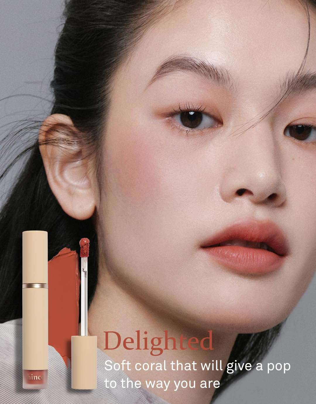 HINCE Slim-Fit Liquid Velvet Lip Tint - Vegan, Vibrant & Moisturizing, Neutral Blooming Color - Airy Light Petal Touch, Fresh & Weightless Comfort, Transfer-Proof, No Dryness or Thickness (DELIGHTED) 5