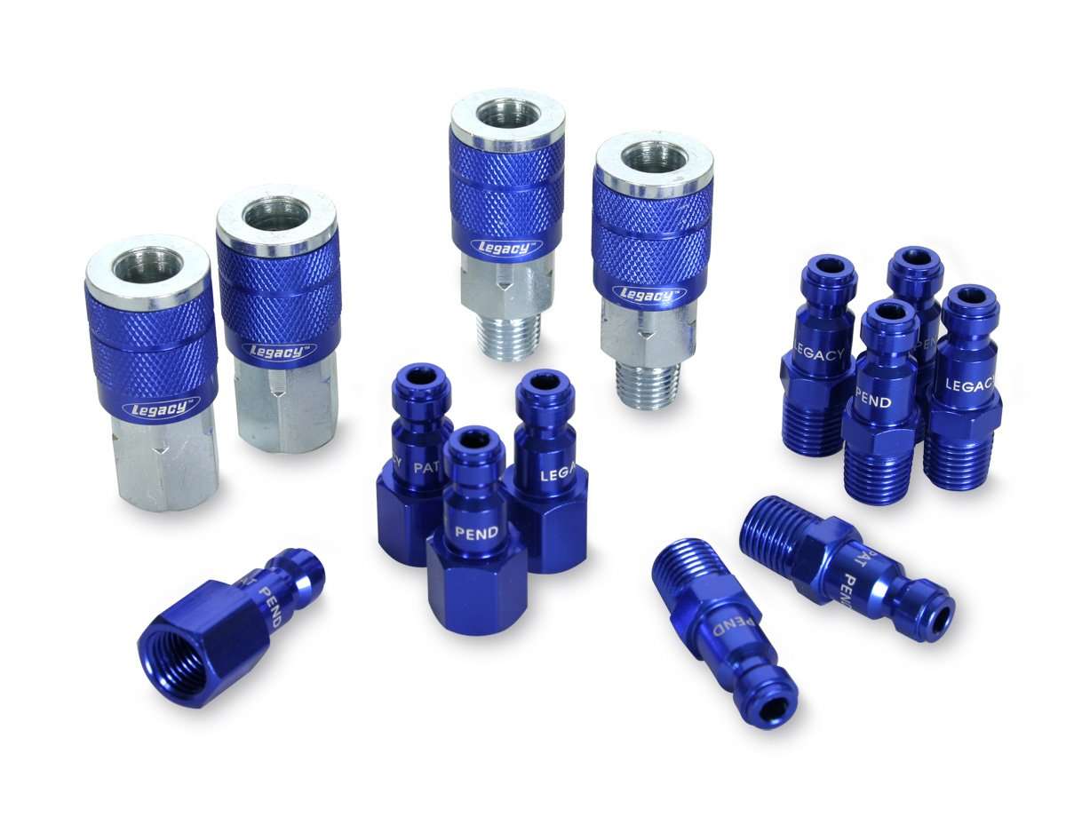 ColorConnex Coupler & Plug Kit, Automotive Type C, 1/4" NPT, Blue, 14-Piece - A72458C 1