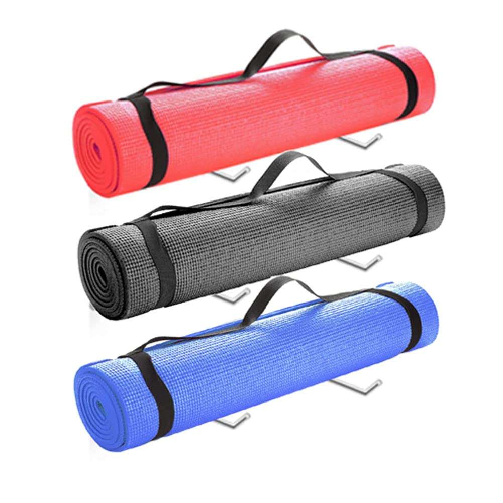 6Pcs/3 Set Yoga Mat Holder, Wall Mount Yoga Mat Storage, Home Gym Accessories for Hanging Foam Roller and Resistance Bands at Fitness Class or Home Gym 5