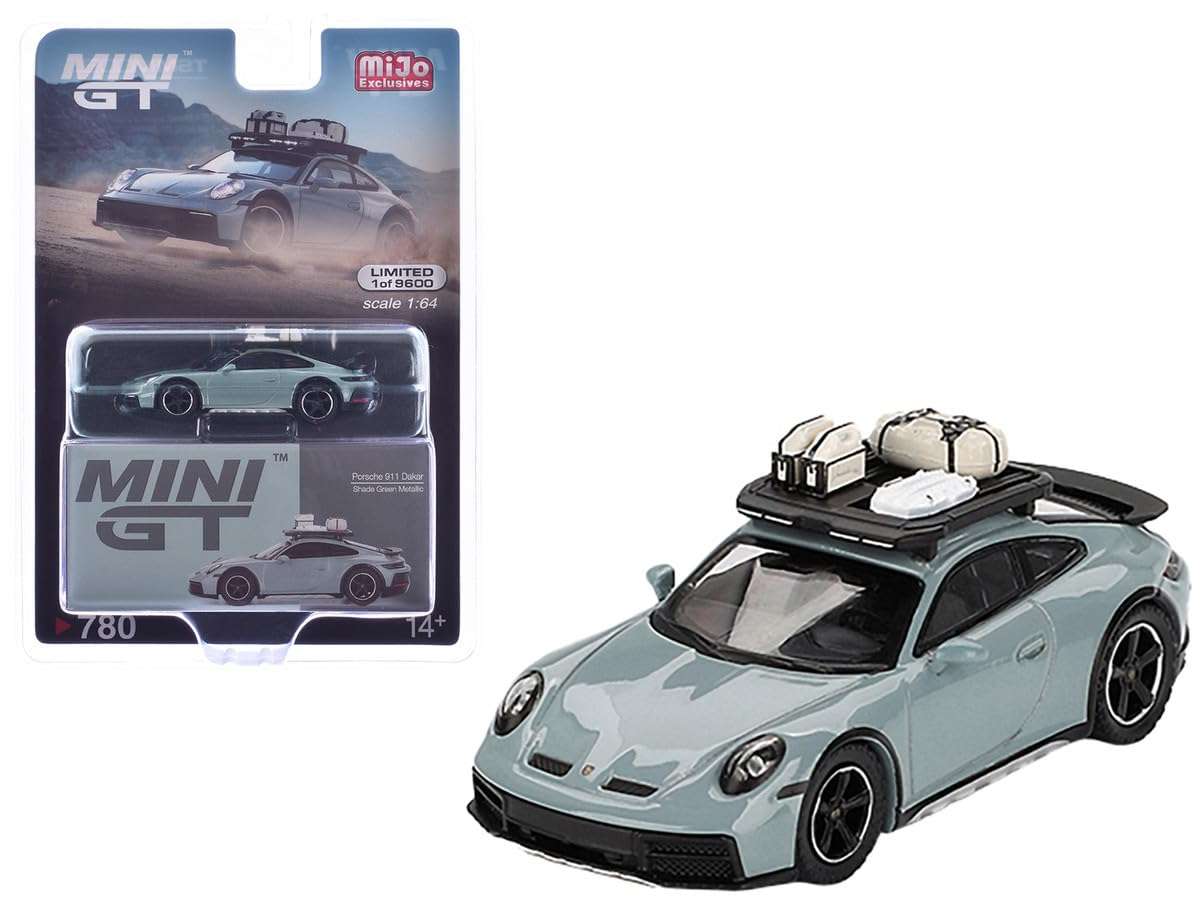 1:64 Diecast Model Car Compatible with Mini GT Porsche 911 Dakar Shade Green Metallic Limited Edition MGT00780 1