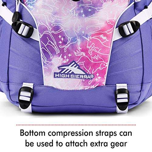 High Sierra Loop Backpack, Travel, or Work Bookbag with tablet sleeve, One Size, Unicorn Clouds/Lavender/White 4