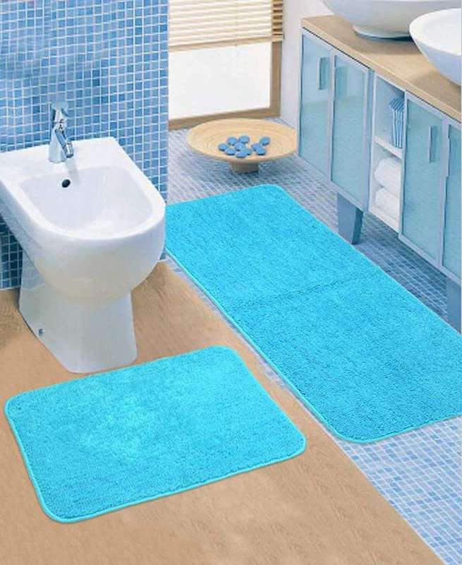 Bruxism® Microfiber Bathroom Mat | Bathroom Rugs and Mats 2 Piece Fast Dry Anti Slip Bath Mats Soft Plush Plain Design for Shower Bathroom Contour Toilet Rugs (Red) (40X60CM & 40X120CM) 1