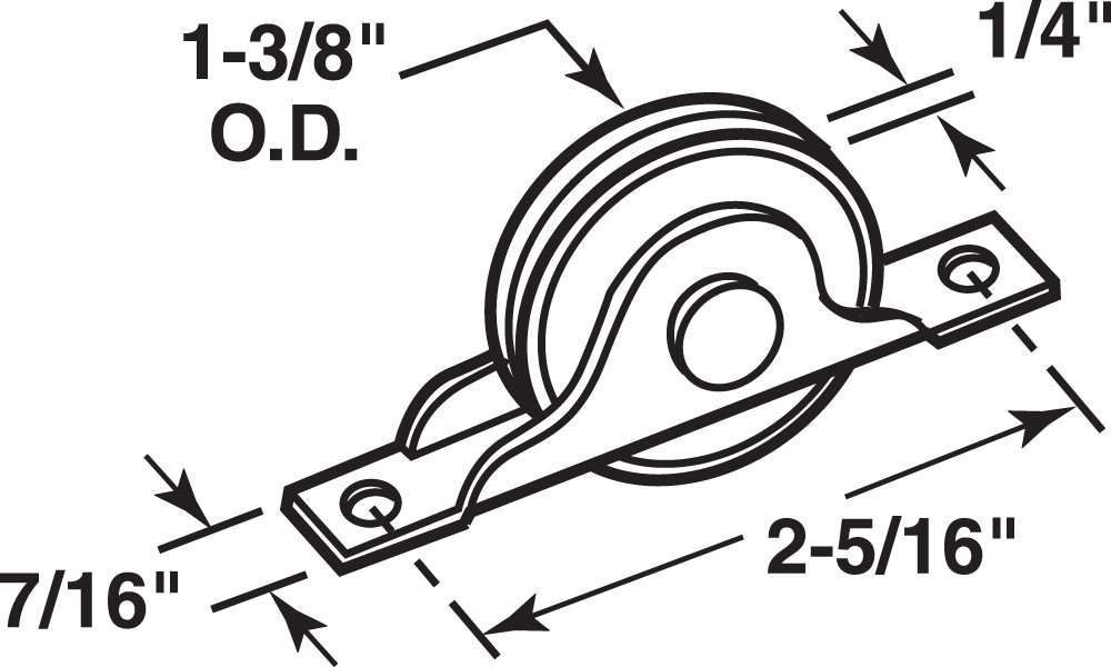 Prime-Line N 6688 Closet Door Roller with 1-3/8 inch Flat Neoprene Ball Bearing Wheel (2-pack) 2