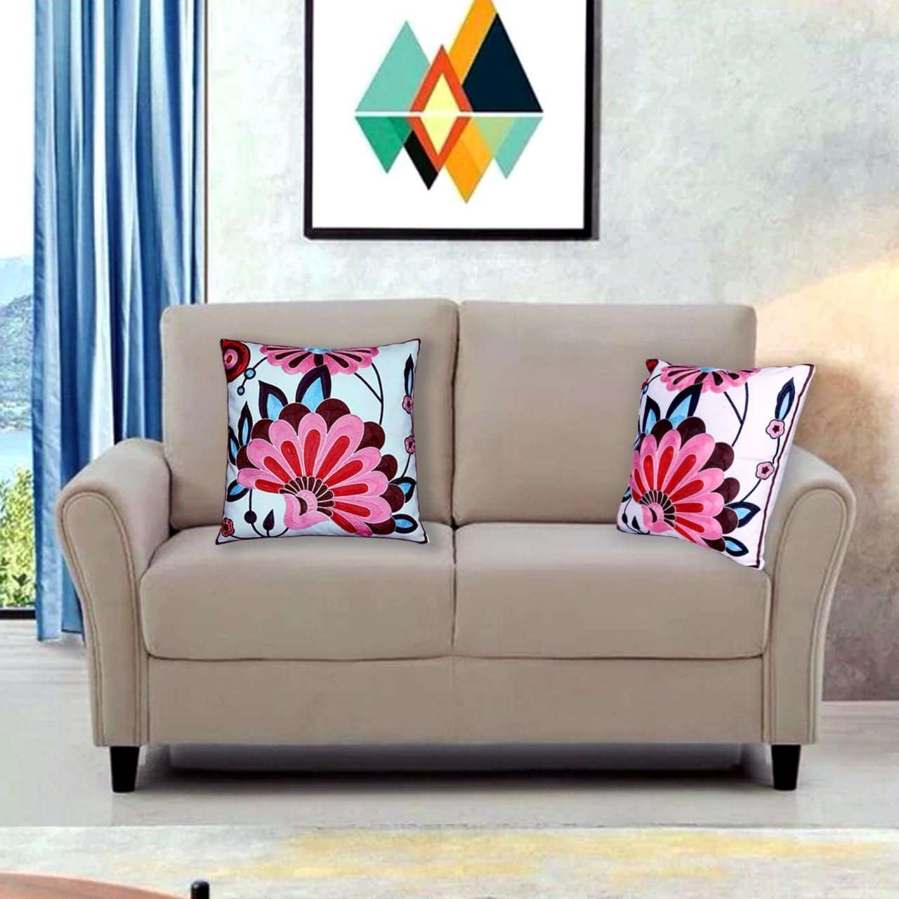 FIDROX Comfortable Soft Big Embroidery Cushion Cover Case Pillowcases Decorative Square Throw Pillow Case Protectors for Home Decorating Bedroom Living Room Pack of 1 6