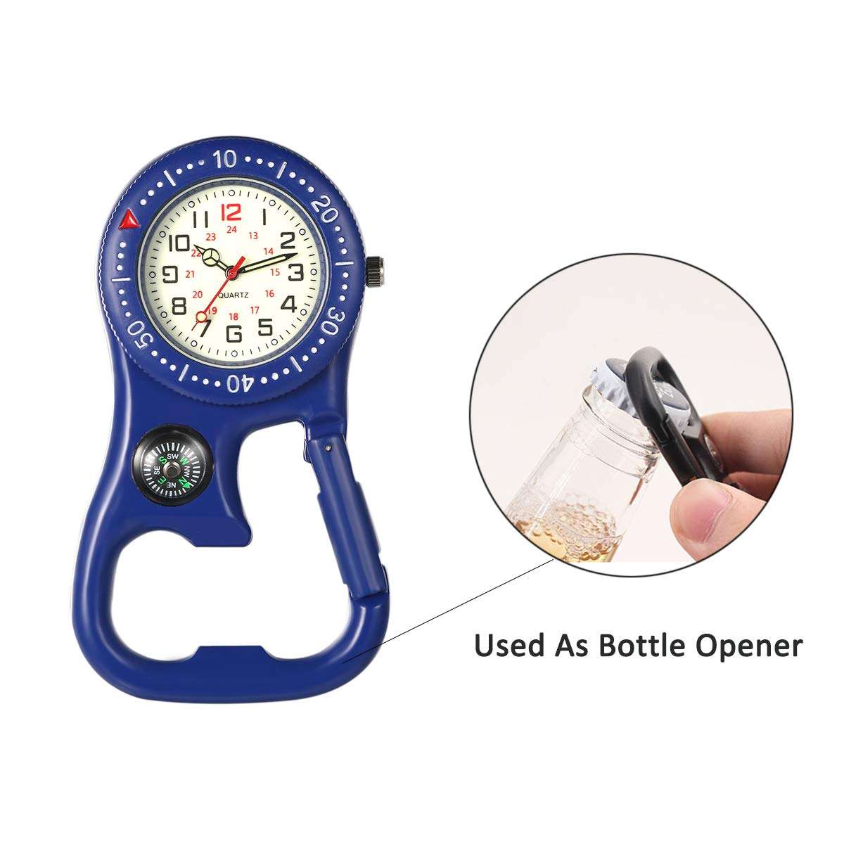 JewelryWe Men Women Clip-on Quarzt Watch Backpack Fob Belt Watch Glow in The Dark Pocket Watch for Rock Climbing Doctors Nurses Outdoor Activities Xmas Christmas 4