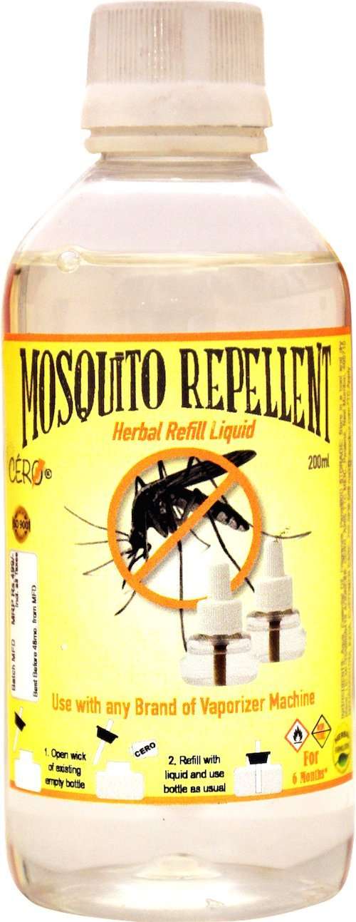 Cero New Herbal Mosquito Repellent DEET Free Refill Liquid for All Brands of Vaporizer Machines (200ml) 1