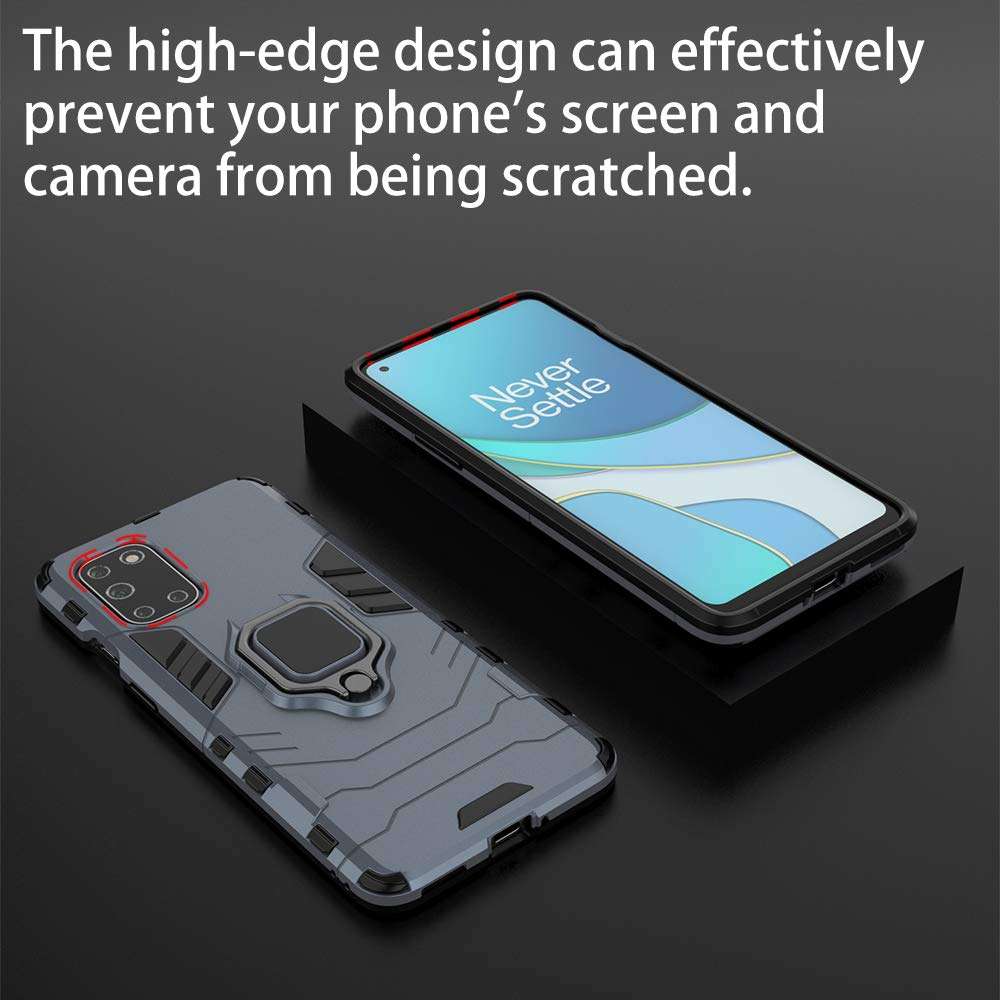 Nuomaofly for Oneplus 8T Case, OnePlus 8T+ 5G Case with Screen Protector, Soft TPU and Hard PC with Metal Ring Rotatable Kickstand Shockproof Case for Oneplus 8T Plus - Blue 3