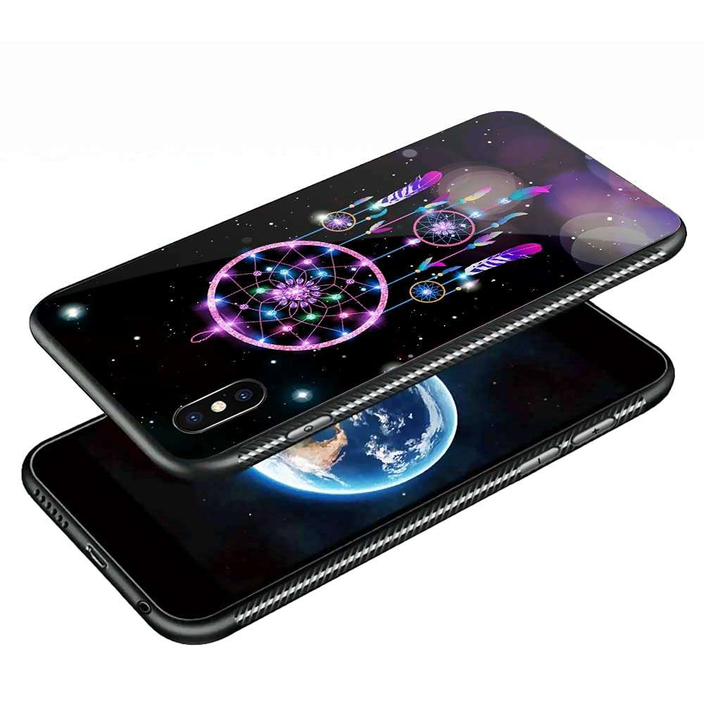 TnXee iPhone Xs Max Case,Colorful Dream Catcher Starry Sky Pattern for iPhone Xs Max Case,Women Girl 9H Glass Scratch Proof Cover with TPU Soft Edge Antiskid Design Case for iPhone Xs Max-6.5inch 2