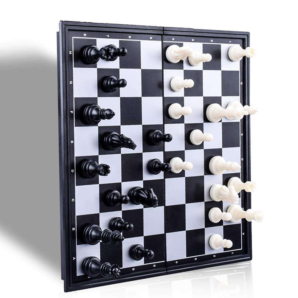 Chess ZCQS Chess Set 9.8 x9.8 Inches 3 in 1 Magnetic Travel Chess Set Checkers Toys Gift Chess Boards Game Set Backgammon Set with Folding Chess Board Educational Toys for Kids and Adults 4