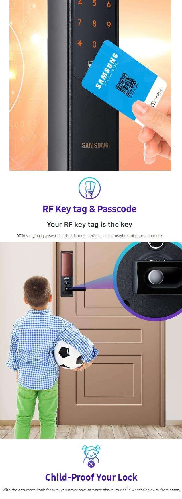 SAMSUNG SHP-DH537 SHP-DH537BC/VK Mortise Handle RFID Card Tag/Passcode Smart Digital Door Lock (SHS-AML320) 5