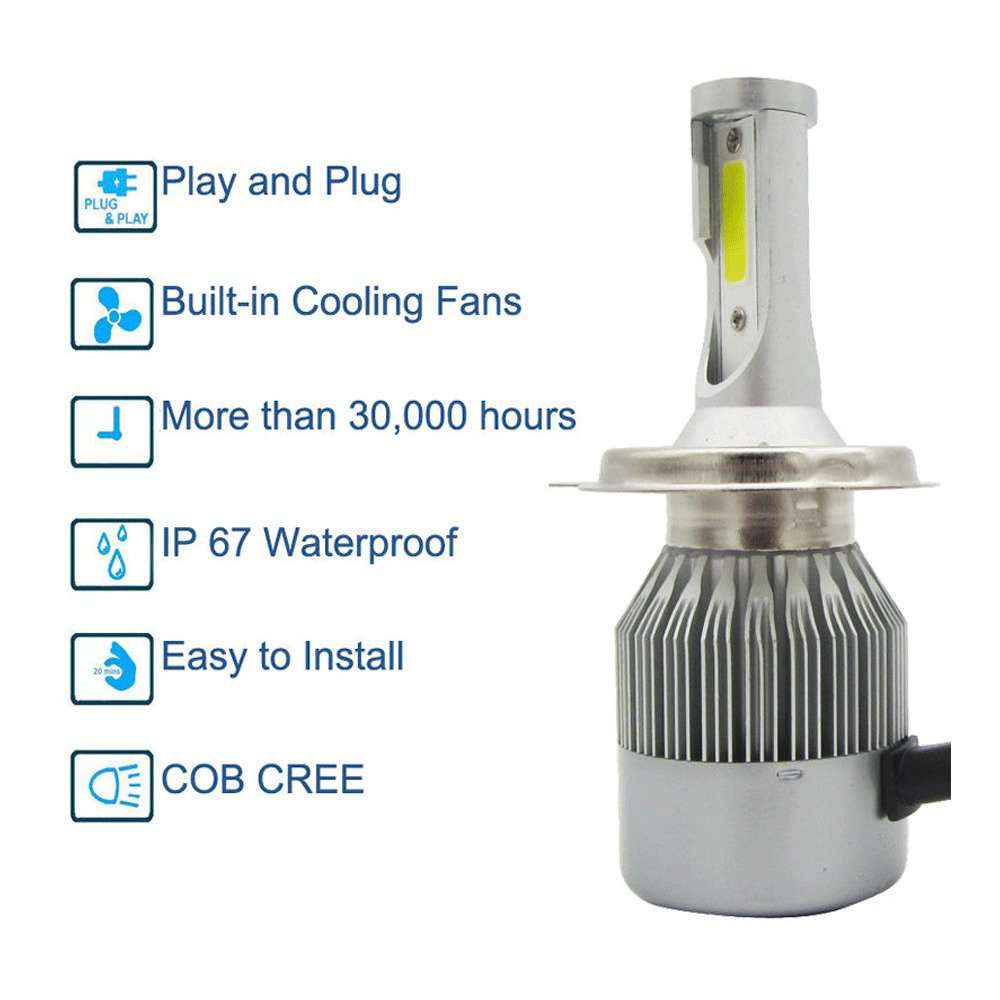 AOW ATTRACTIVE OFFER WORLD C6 H-4 All In One Compact Design 36W/3800LM Led Headlight Conversion Kit Car High/Low Beam Bulb Driving Lamp 6500K (Pack Of 2) White For Honda CB Unicorn 150 3